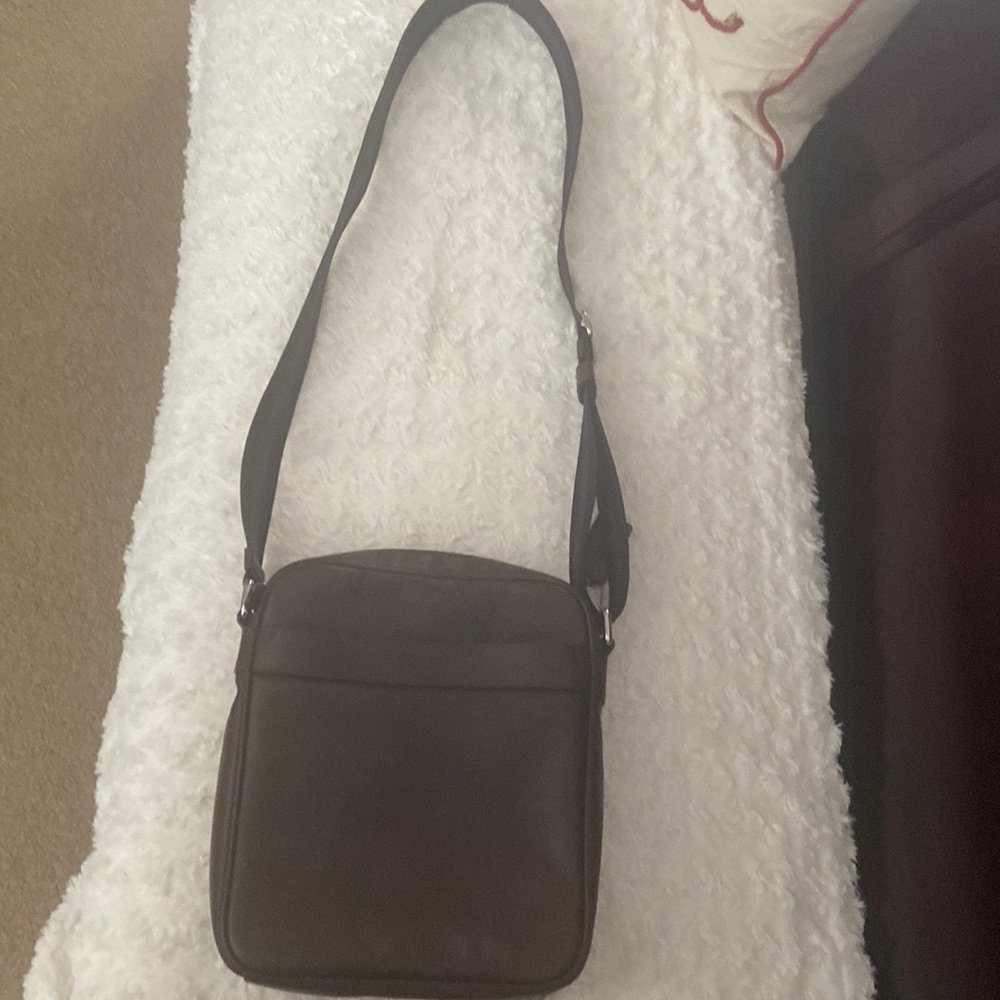 NWT Coach Charles Leather Flight/Crossbody Bag Dark Saddle unisex